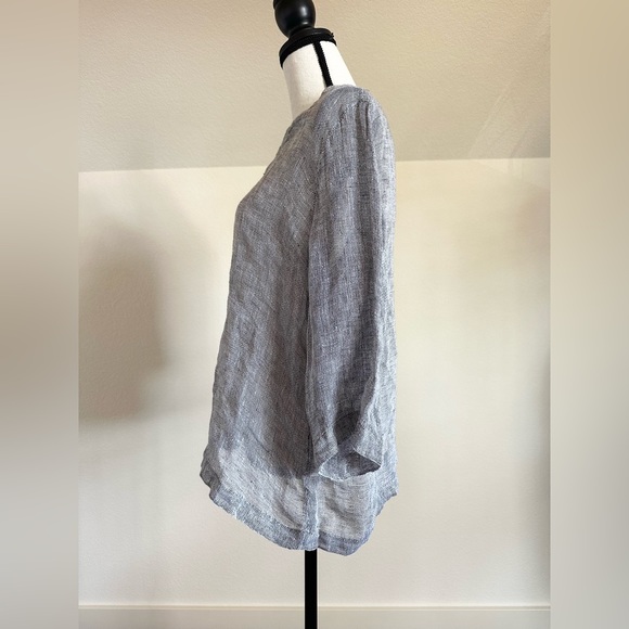 J. Jill Pure Jill Medium M Linen Boxy Tunic Top Open Weave Pull Over - Picture 2 of 9